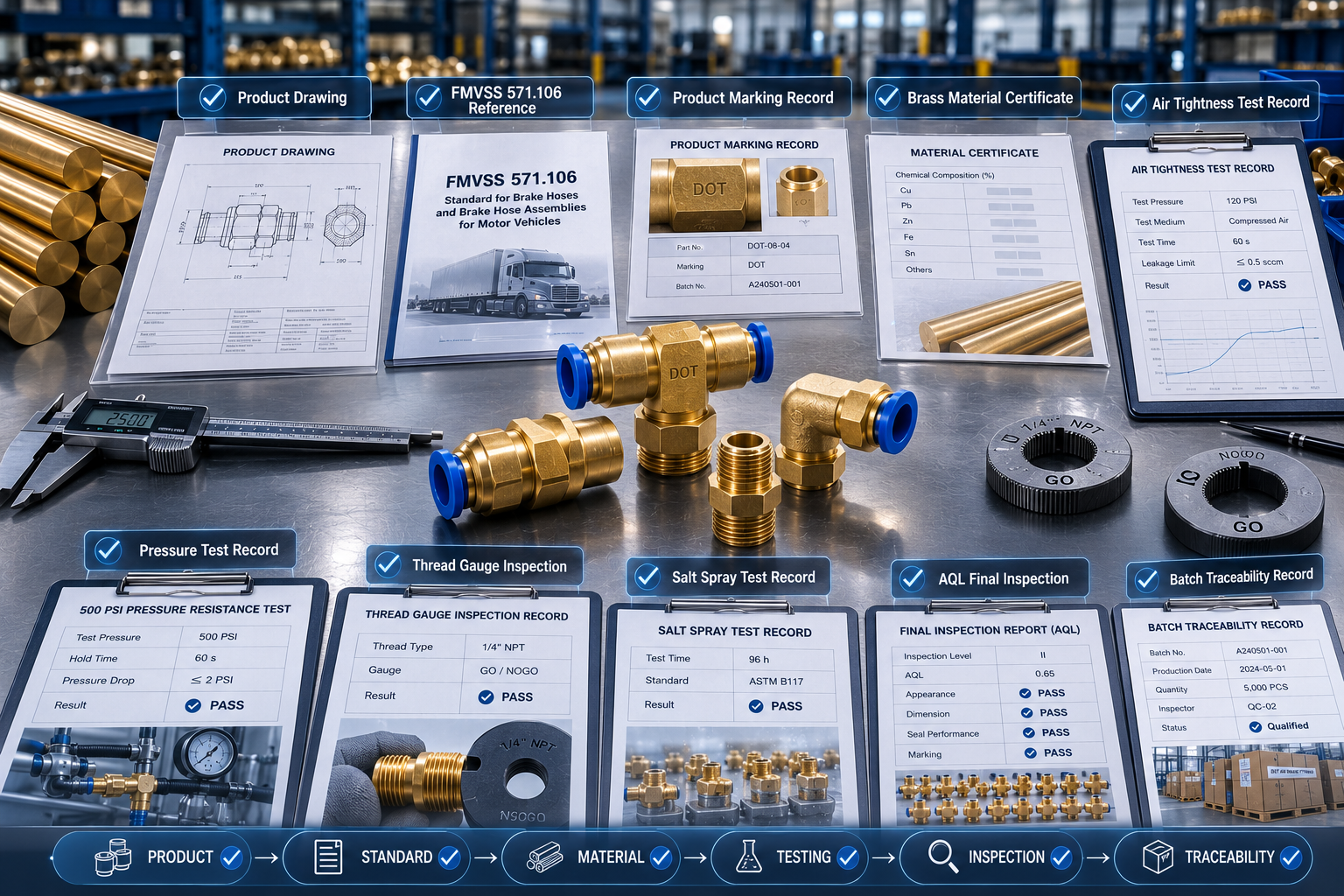 DOT air brake fittings application matching by tube size and thread type