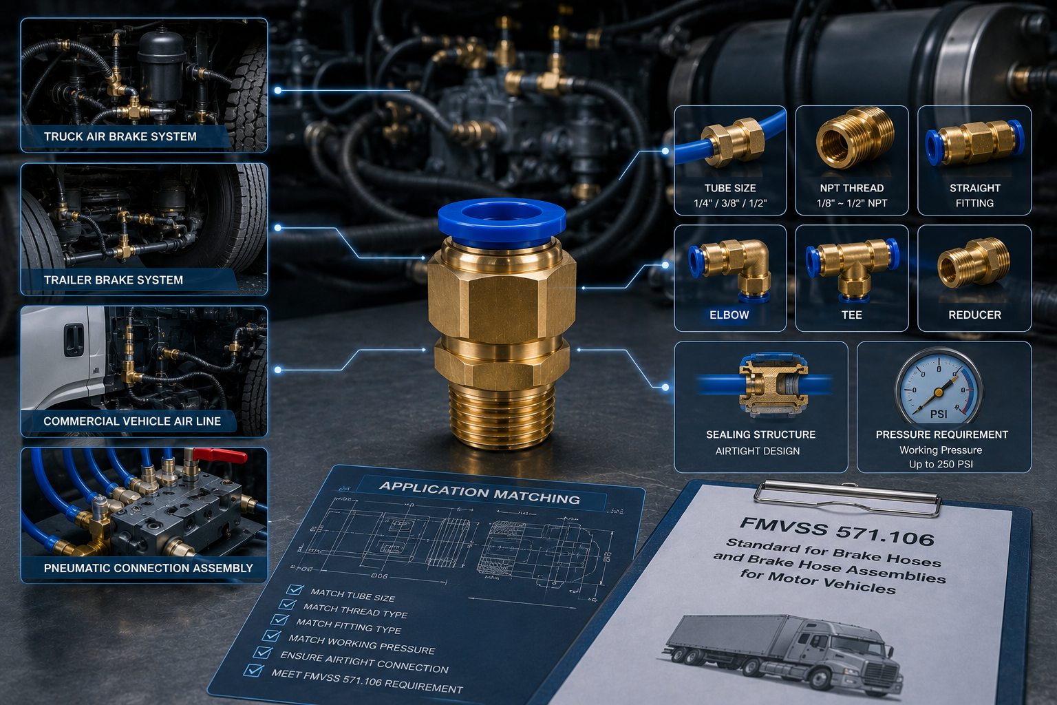 FMVSS 571.106 DOT Certification for Air Brake Fittings testing evidence