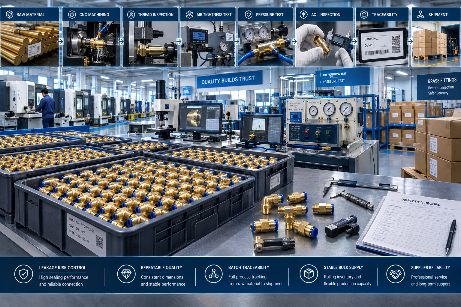 brass fittings supplier quality control and inventory risk reduction