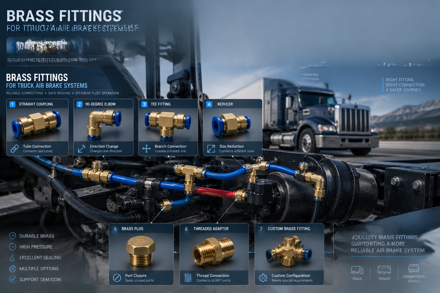 brass fittings in truck air brake systems application categories